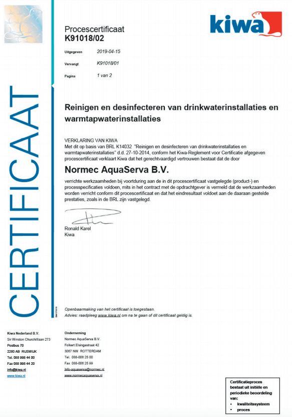 Normec AquaServa certificaat BRL - K14032 - K91018